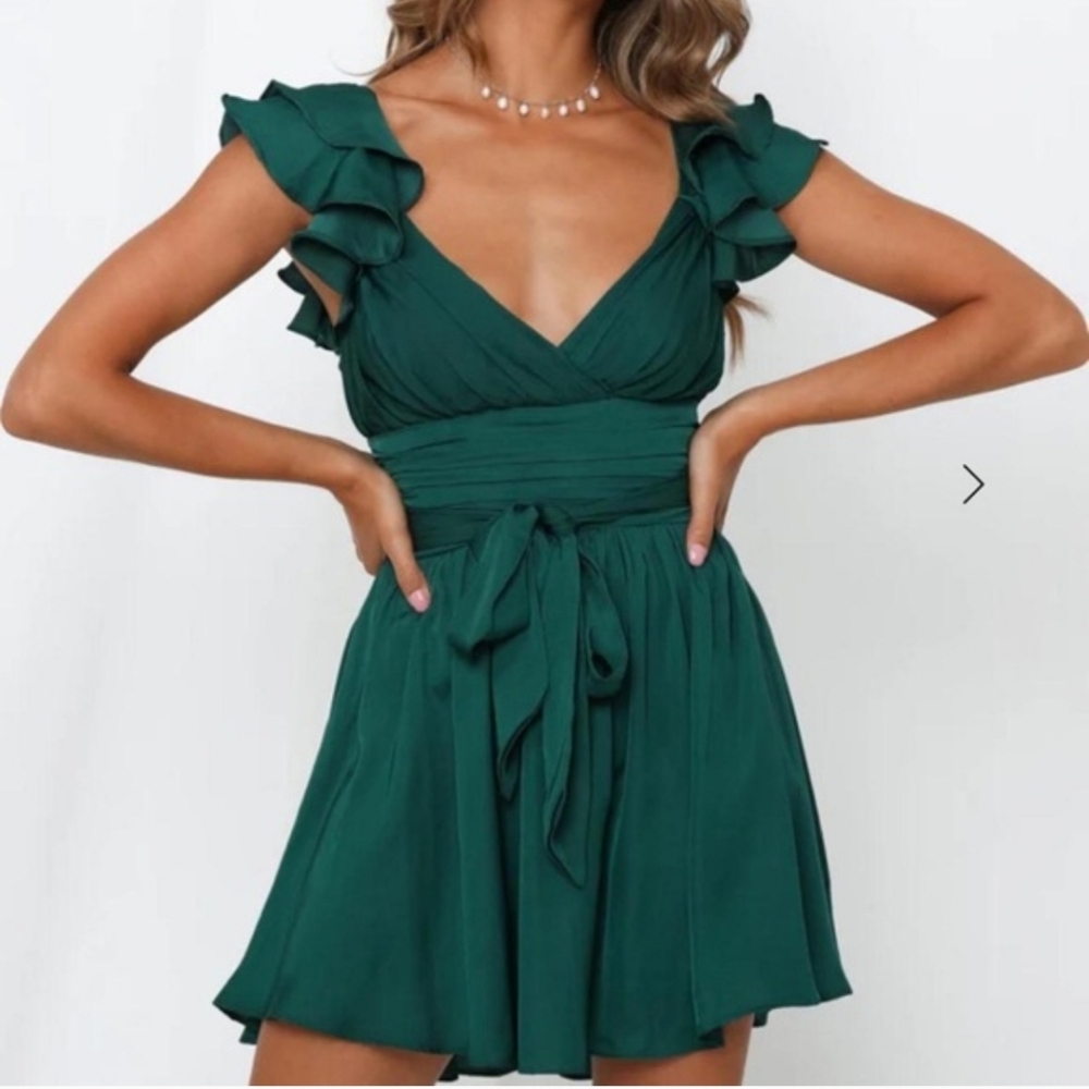Angel Biba Emarld forest green Silky mini dress